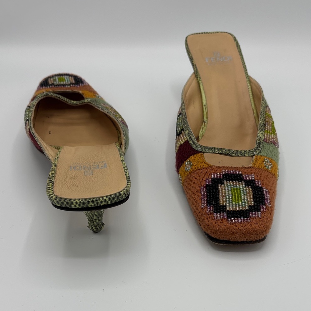 Fendi Beaded Multicolor Mule Heels - Women - Size 9 - Picture 9 of 12